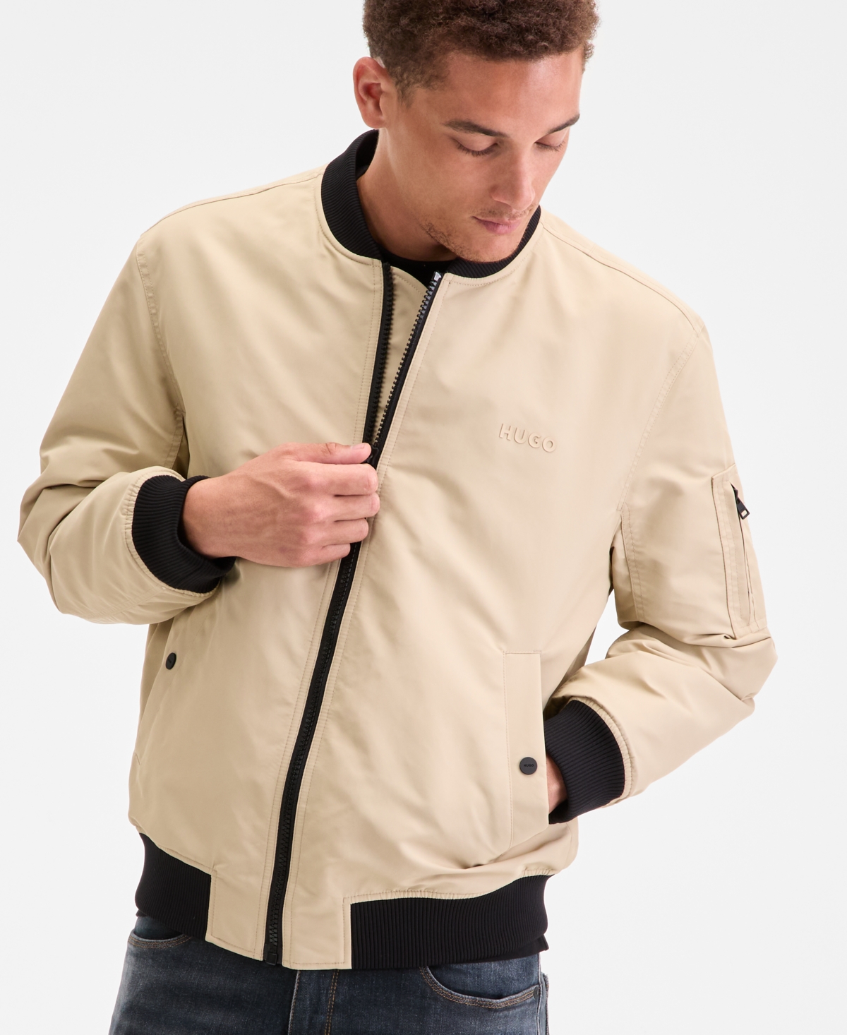 Hugo by Boss Men's Baken2435 Slim-Fit Satin Bomber Jacket