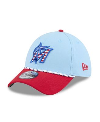 New Era - Men's Light Blue/Red Miami Marlins 2025 Fourth of July 39THIRTY Flex Hat