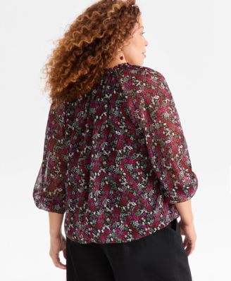 Plus Size Printed Ruffled Top,  Macy's Exclusive 