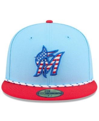 Men's Light Blue/Red Miami Marlins 2025 Fourth of July 59FIFTY Fitted Hat