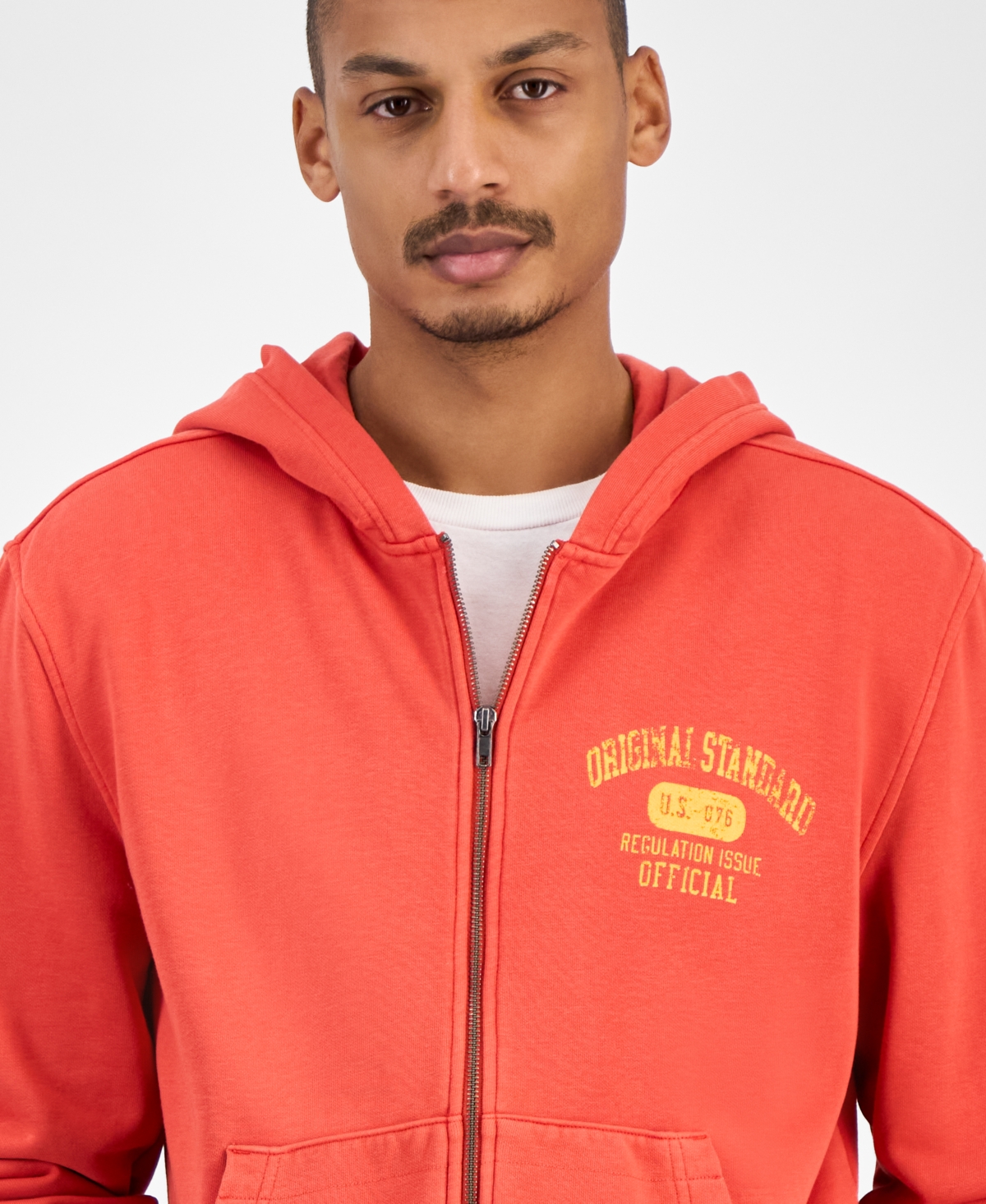 Sun + Stone Men's Graphic Zip Hoodie, Macy's Exclusive In Orange