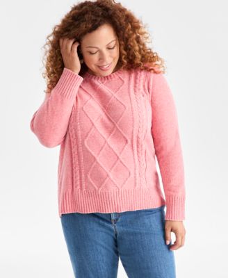 Style & Co - Plus Size Crewneck Chenille Long-Sleeve Sweater