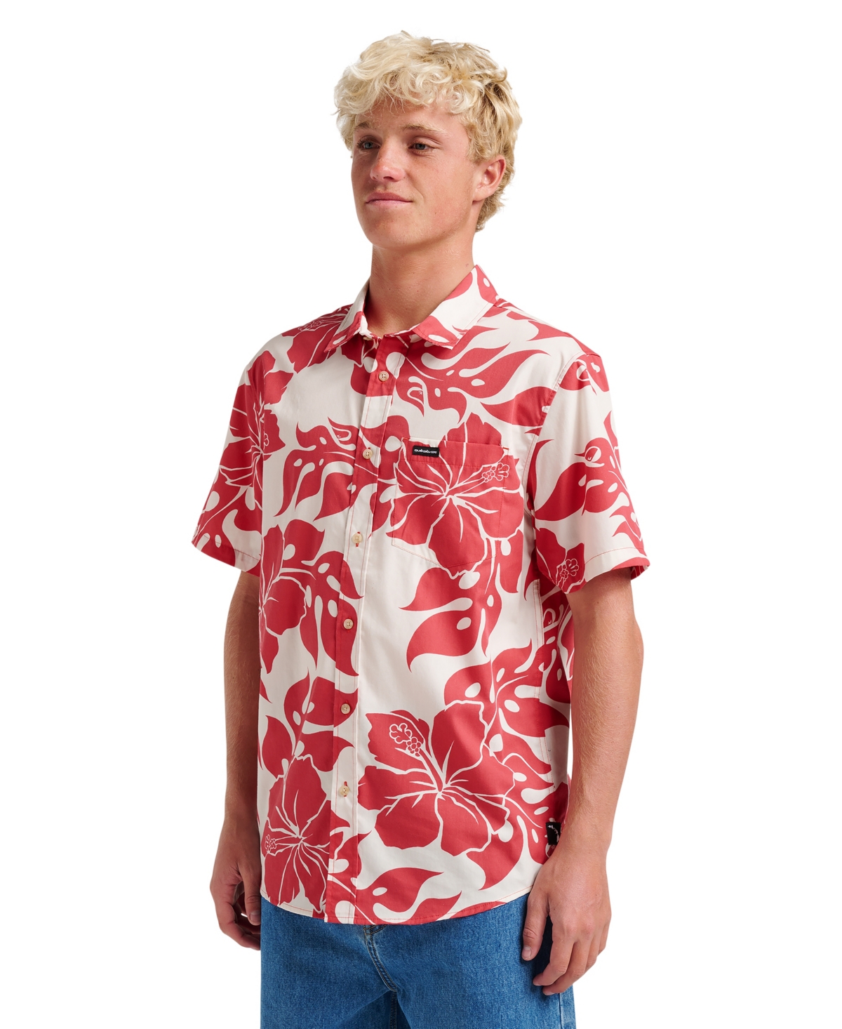 Quiksilver Men's Oceanview Classic Short Sleeve Shirt In Red