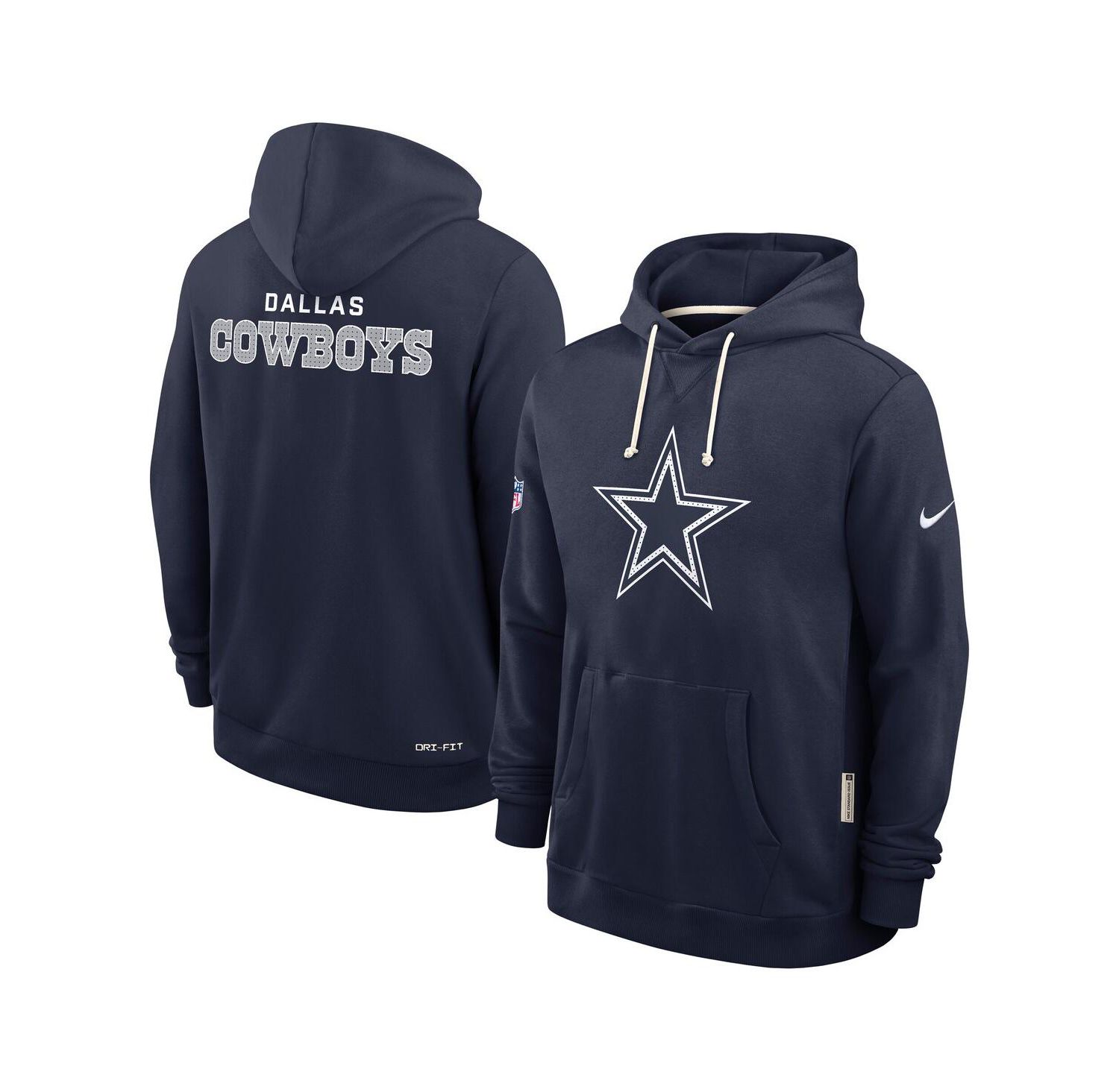 Men's Navy Dallas Cowboys Sideline Initial Home Performance Pullover Hoodie
