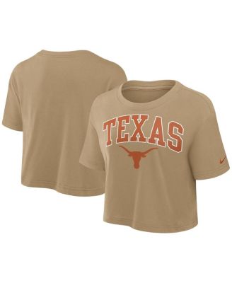 Nike - Women's Tan Texas Longhorns Power Pursuit Athletic Prep Arch Performance Cropped T-Shirt