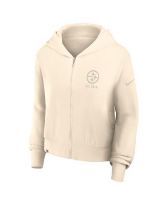 Women's Cream Pittsburgh Steelers Glory Cropped Full-Zip Hoodie