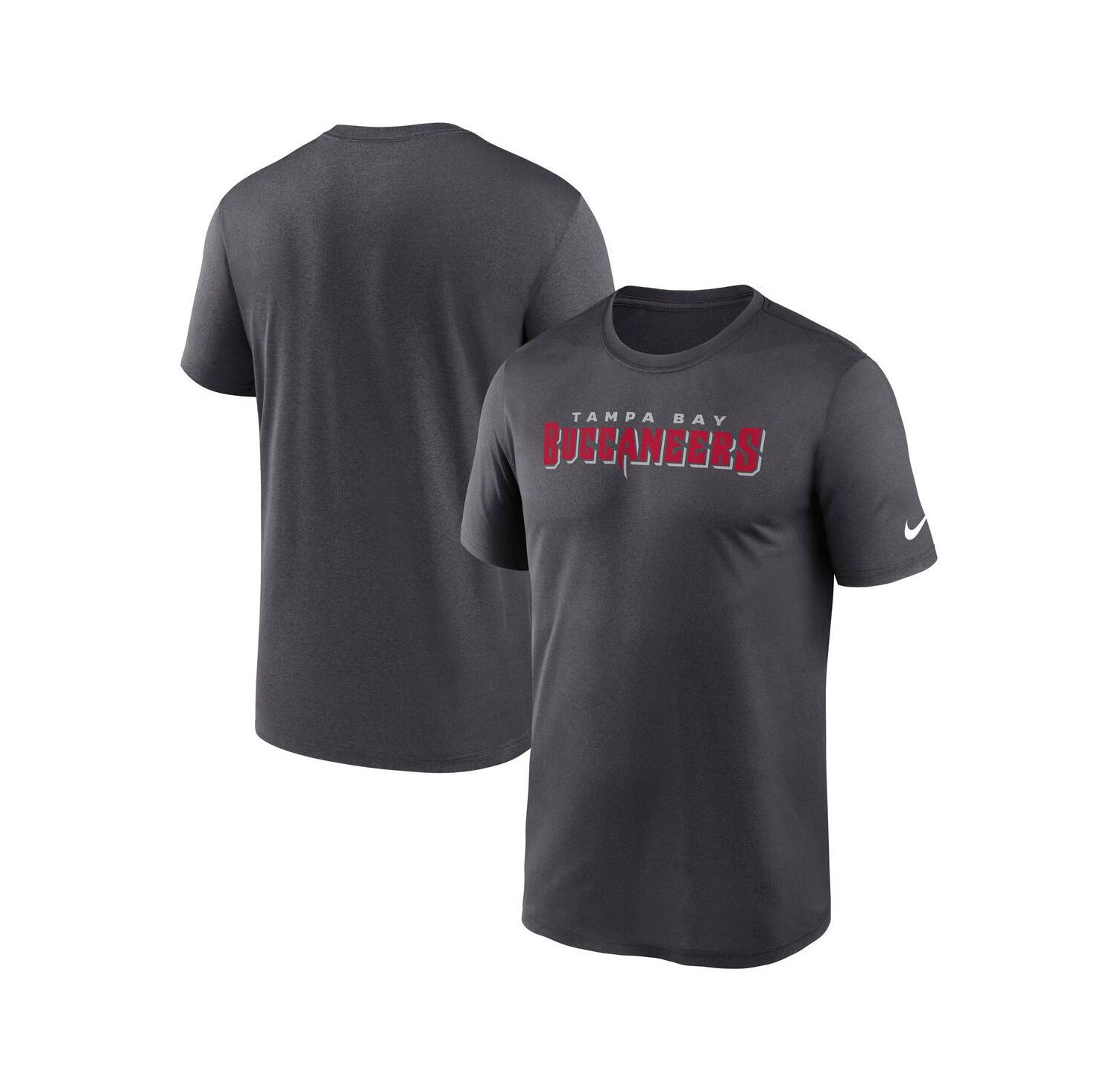 Men's Pewter Tampa Bay Buccaneers Primetime Legend Wordmark Performance T-Shirt