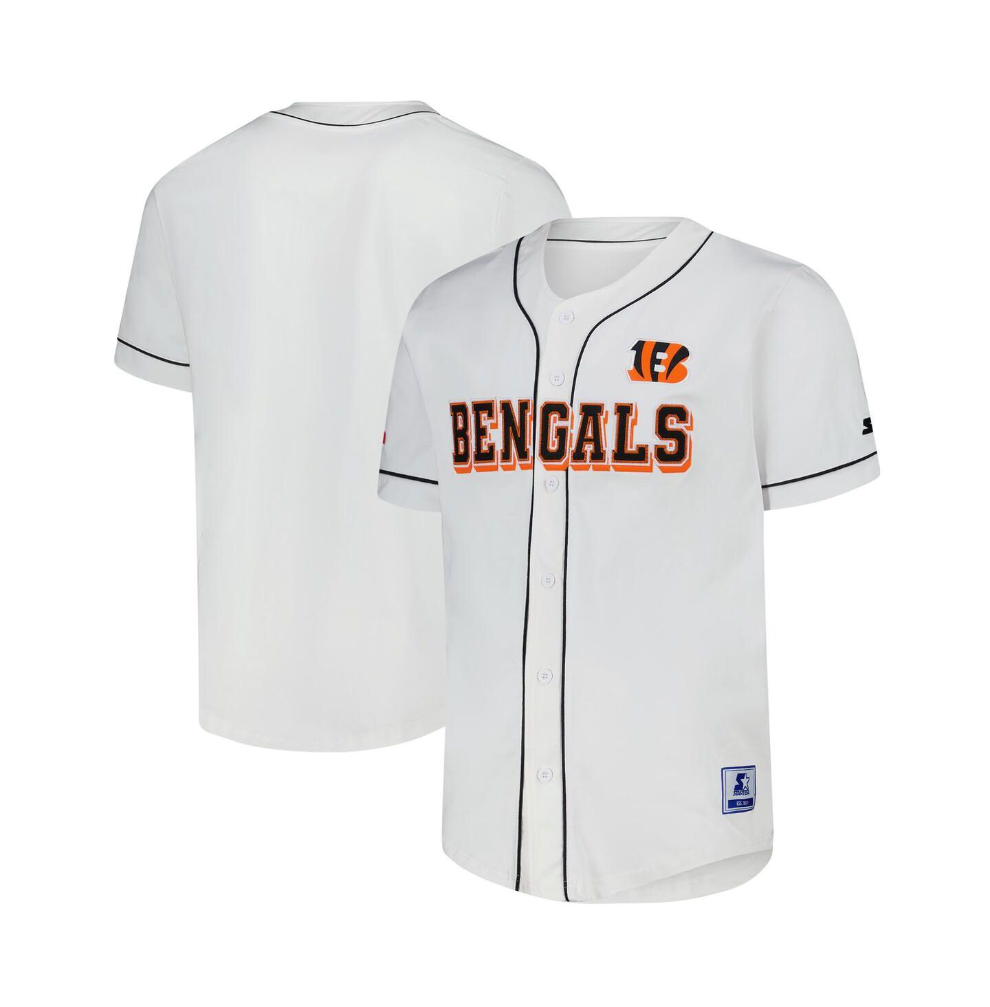 Мужской топ Starter White Cincinnati Bengals Relay Full-Button Baseball Jersey — фото 1