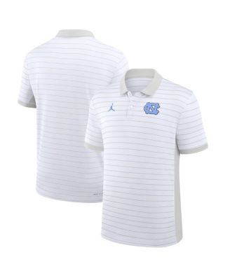 Jordan - Men's White North Carolina Tar Heels 2025 Early Season Coaches Sideline Victory Stripe Performance Polo Shirt