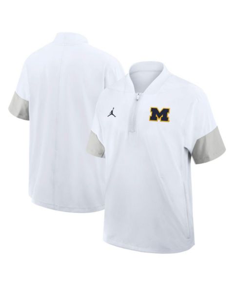 Мужская куртка Jordan White Michigan Wolverines 2025 Sideline Coaches Lightweight Short Sleeve