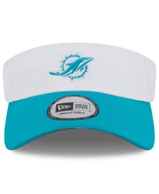 Men's White/Aqua Miami Dolphins 2025 NFL Training Camp Adjustable Visor Hat