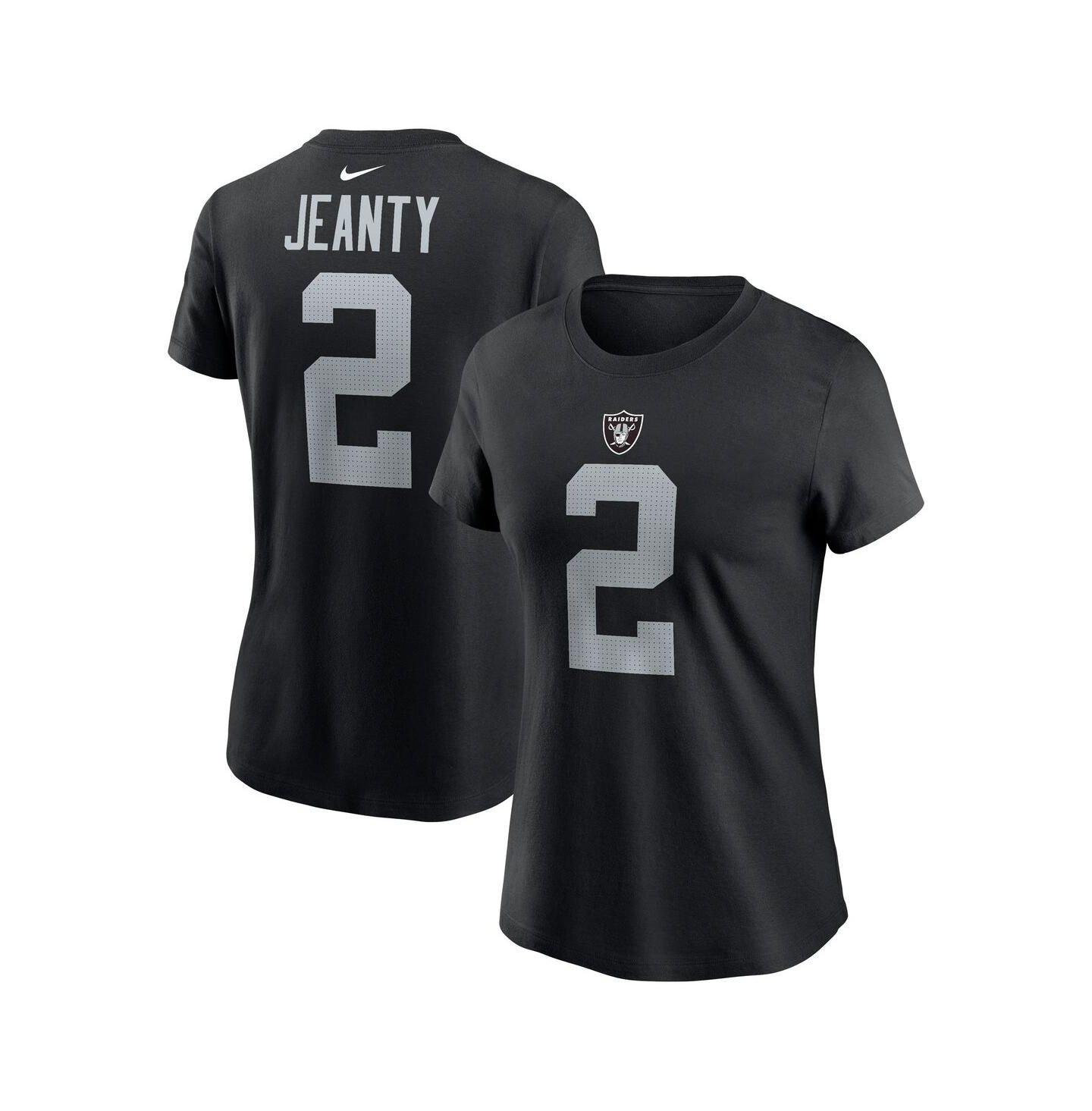 Женская футболка Nike Ashton Jeanty Black Las Vegas Raiders 2025 NFL Draft First Round Pick Name & Number — фото 1