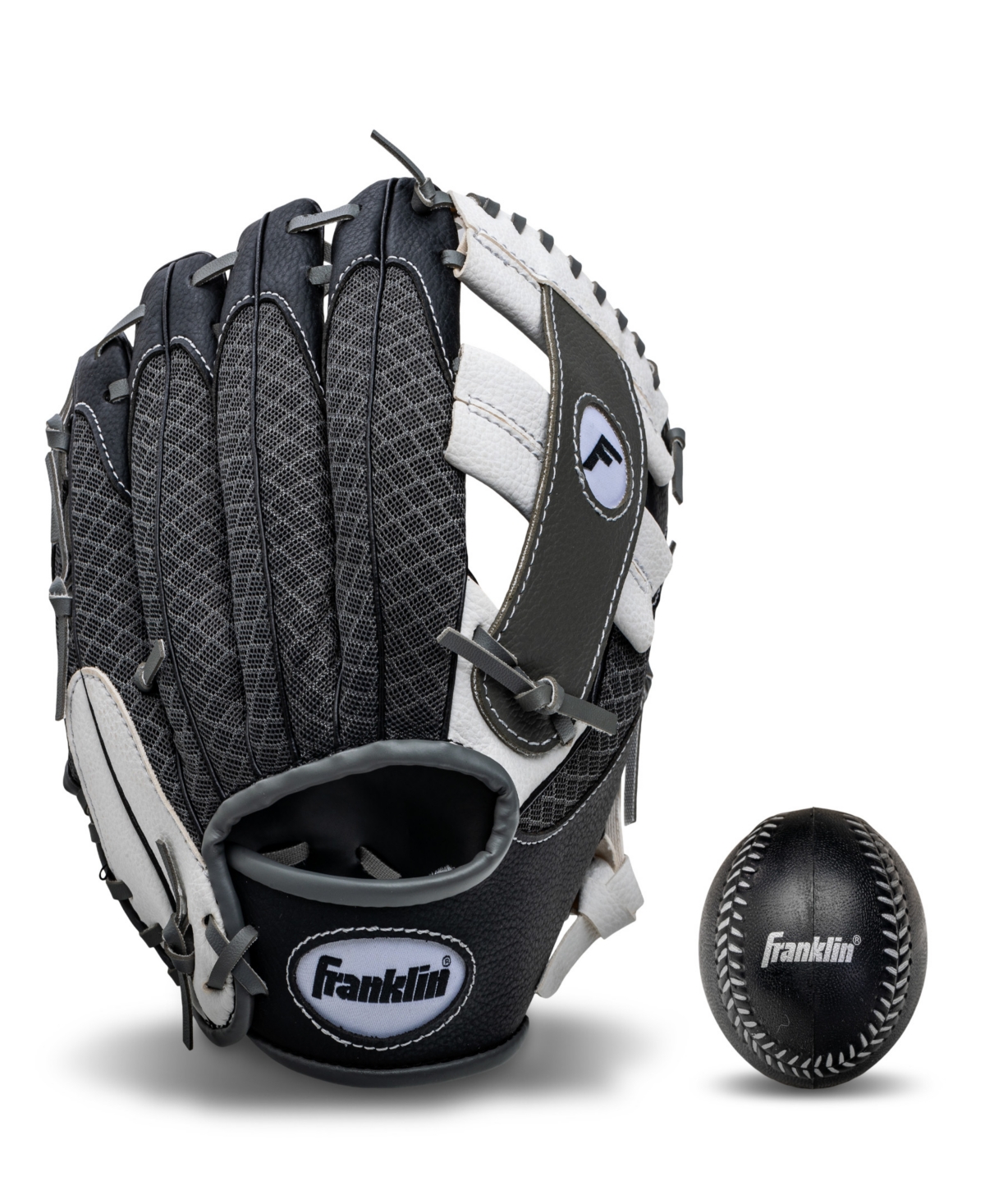 9.5" Teeball Meshtek Glove Ball Set - Right Handed - Black Grey