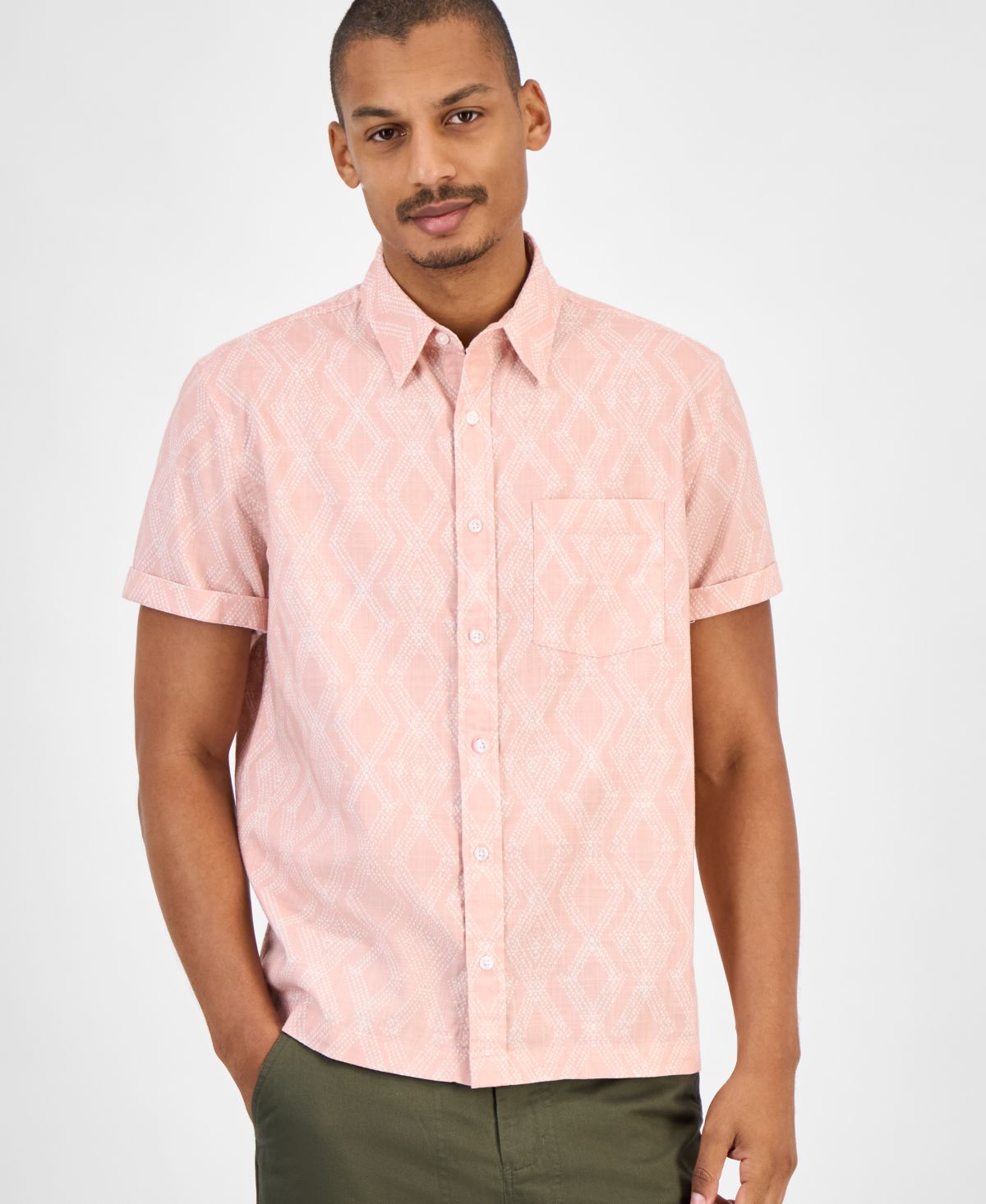 Мужская рубашка с коротким рукавом и принтом, эксклюзивная модель Macy's