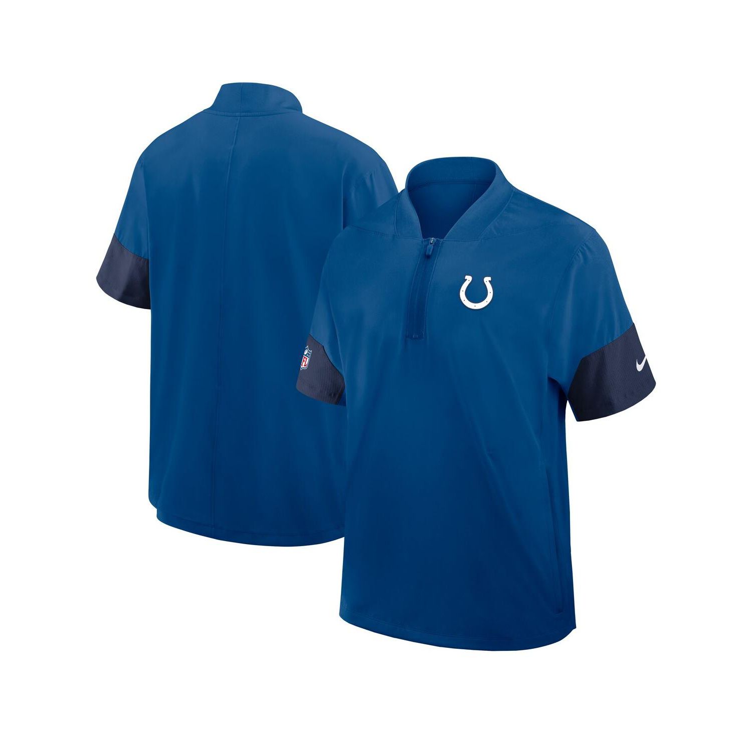 Men's Royal Indianapolis Colts Sideline Short Sleeve Quarter-Zip Performance Coach Jacket