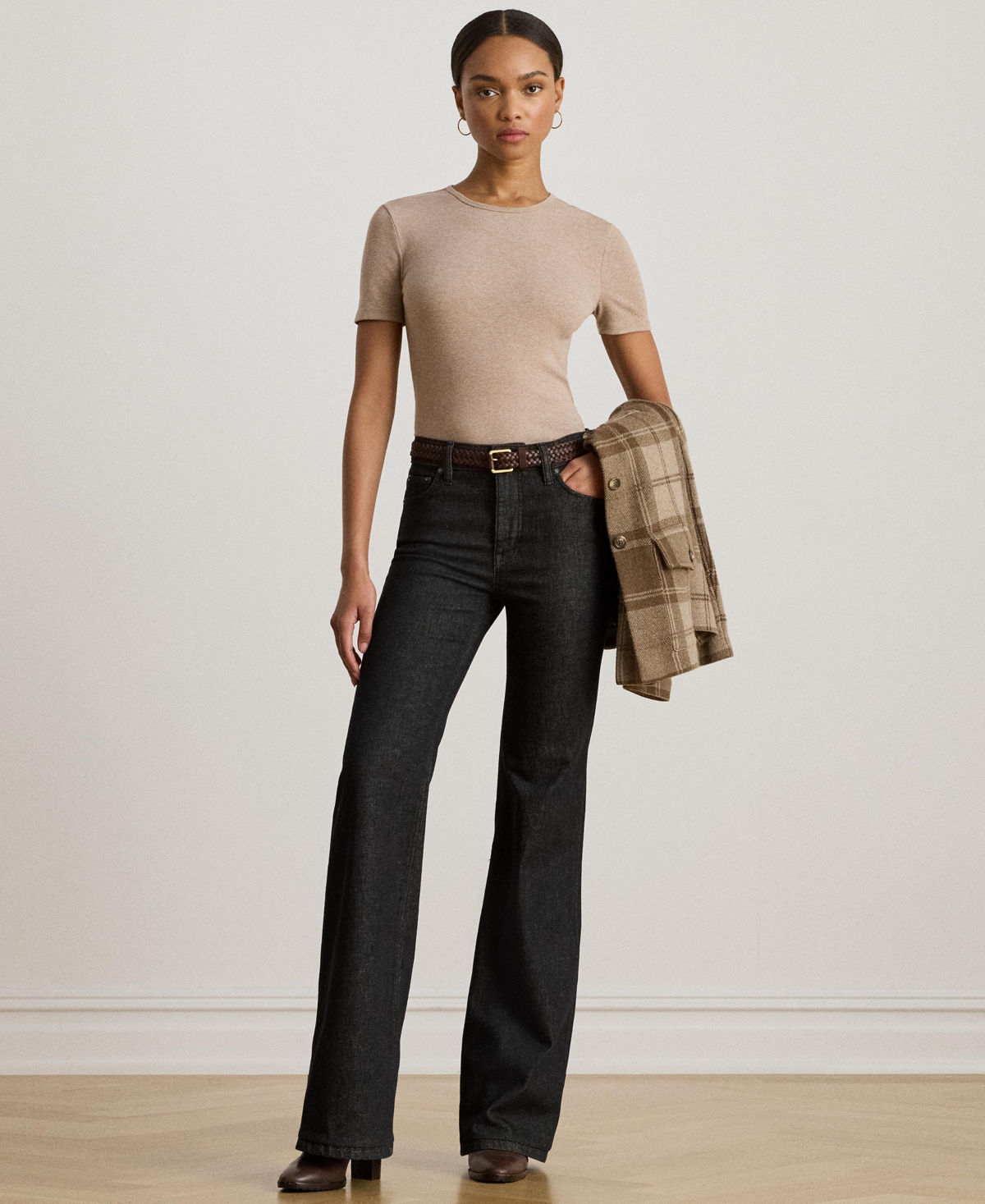 Ralph Lauren Lauren  Stretch Cotton T-shirt In Gray