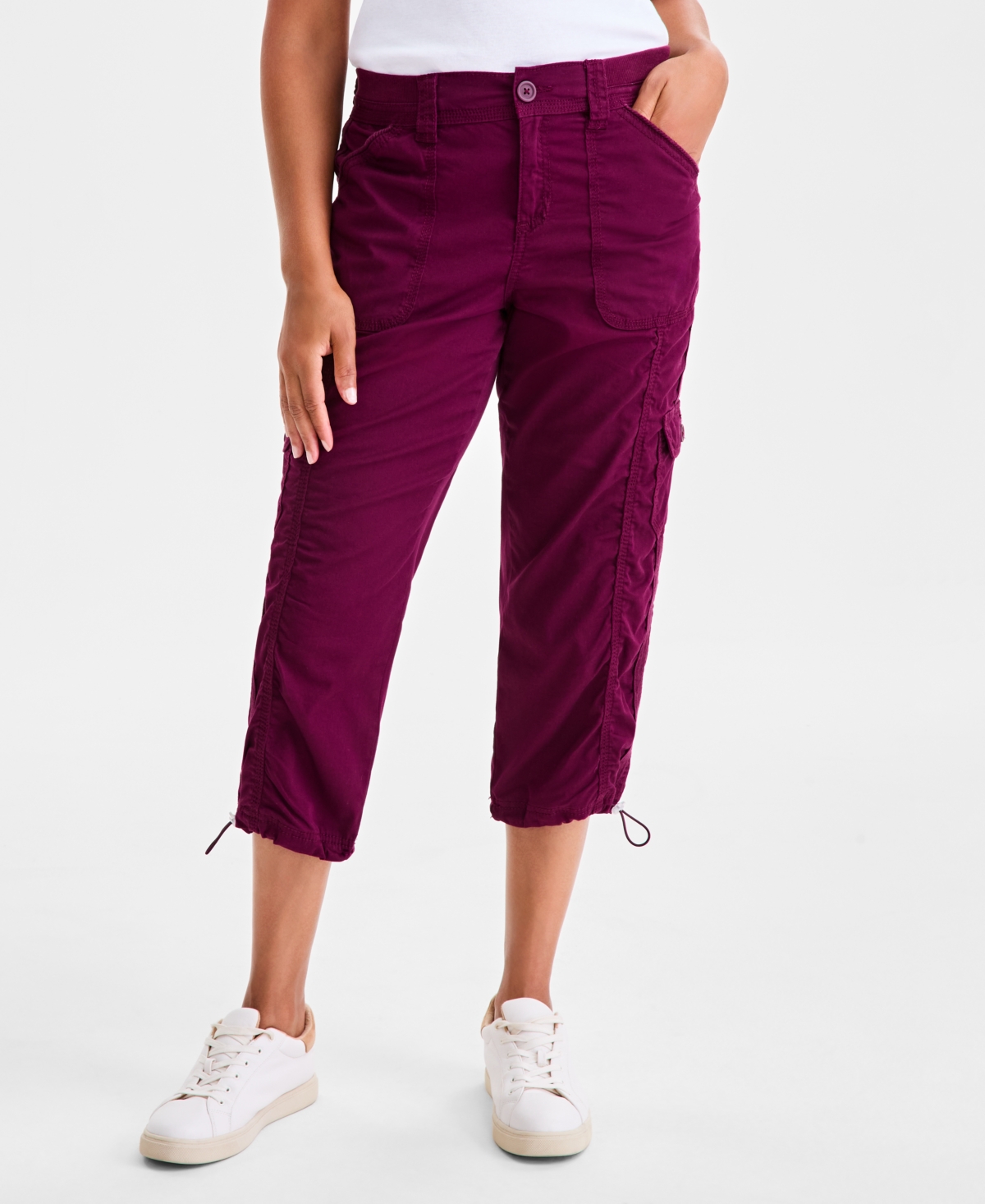 Style & Co Women's Mid-rise Cargo Capri Pants, Exclusively At Macy's In Burgundy