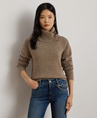 Lauren Ralph Lauren - Women's Buckle-Trim M&eacute;lange Turtleneck Sweater