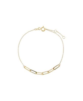 Solid Half Paperclip Chain Bracelet 14k