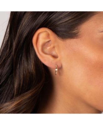 Solid Beaded Hamsa Huggie Earring 14K