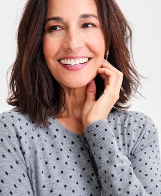 Women's Printed Crewneck Button-Front Cardigan, Macy's Exclusive 