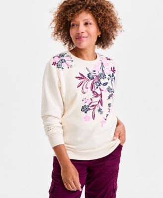 Style & Co - Women's Fleece Floral Fleece Sweatshirt