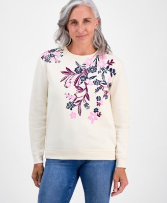 Style & Co - Petite Placed Print Crewneck Sweatshirt