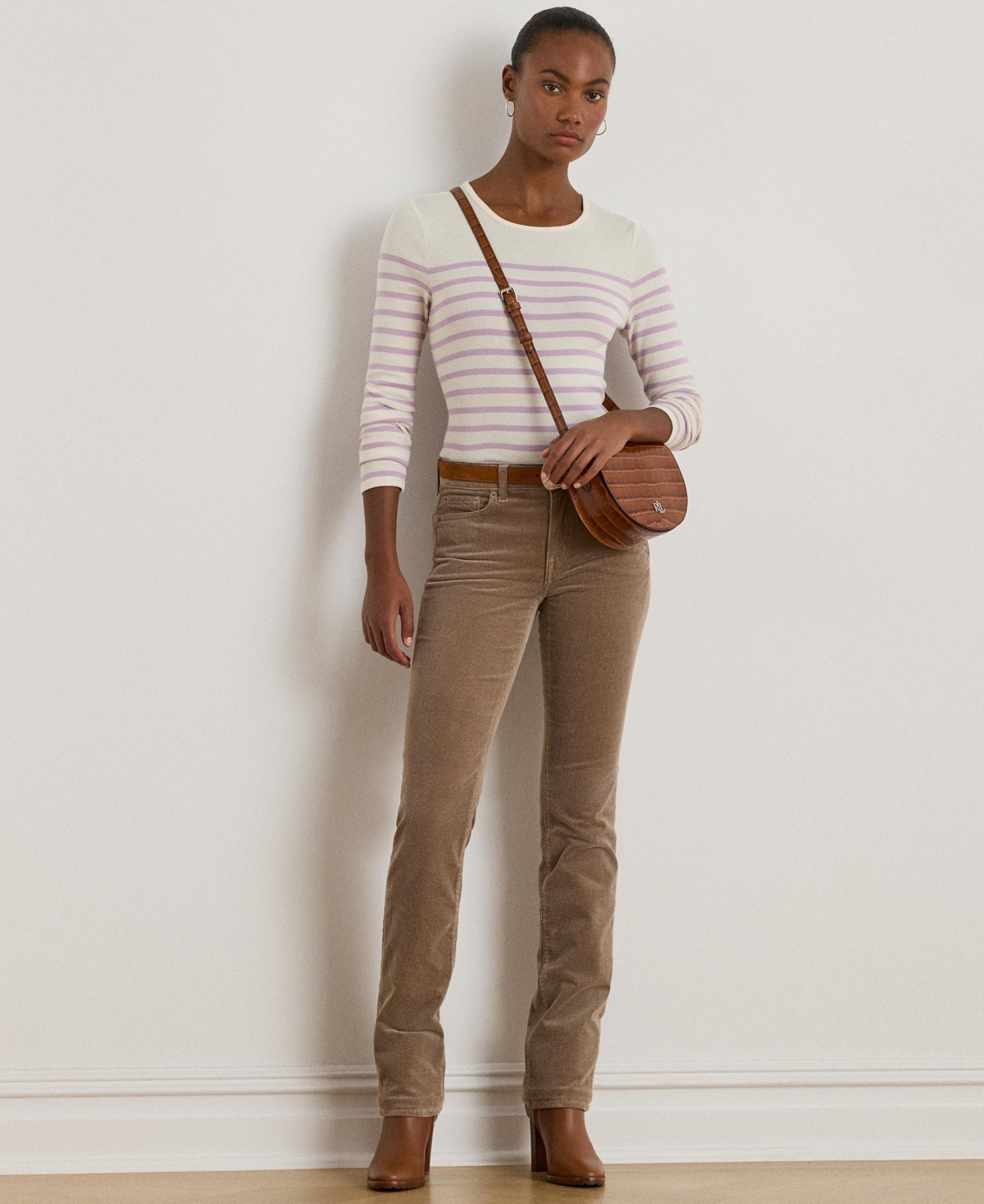 Lauren Ralph Women's Striped Cotton Long-Sleeve Tee