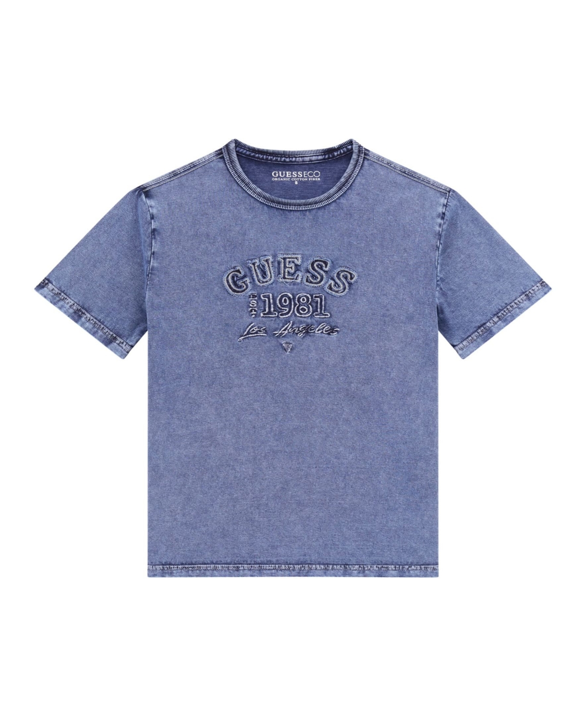 Guess Kids' Big Boys Garment Dye Short Sleeve T-shirt In Blue