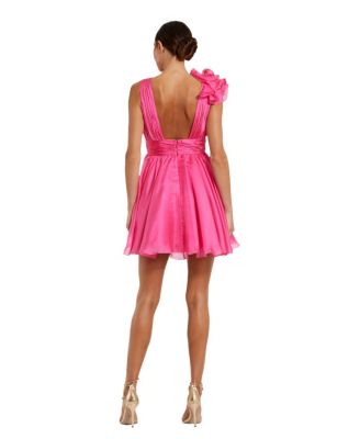 Women's Ruffle V Neck Fit & Flare Mini Dress