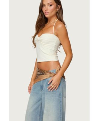Women's Zoee Twisted Textured Halter Top