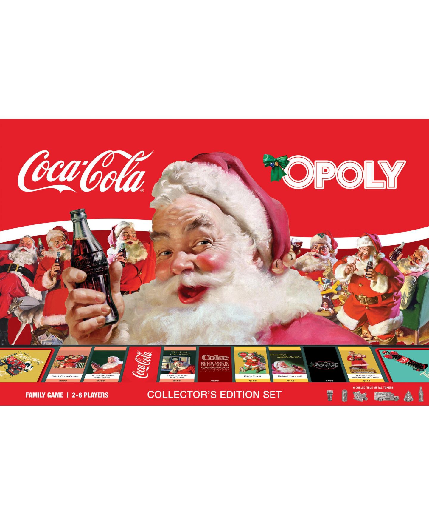Детская настольная игра MasterPieces Puzzles Coca-Cola Holiday Opoly Board Game, от 8 лет — фото 1