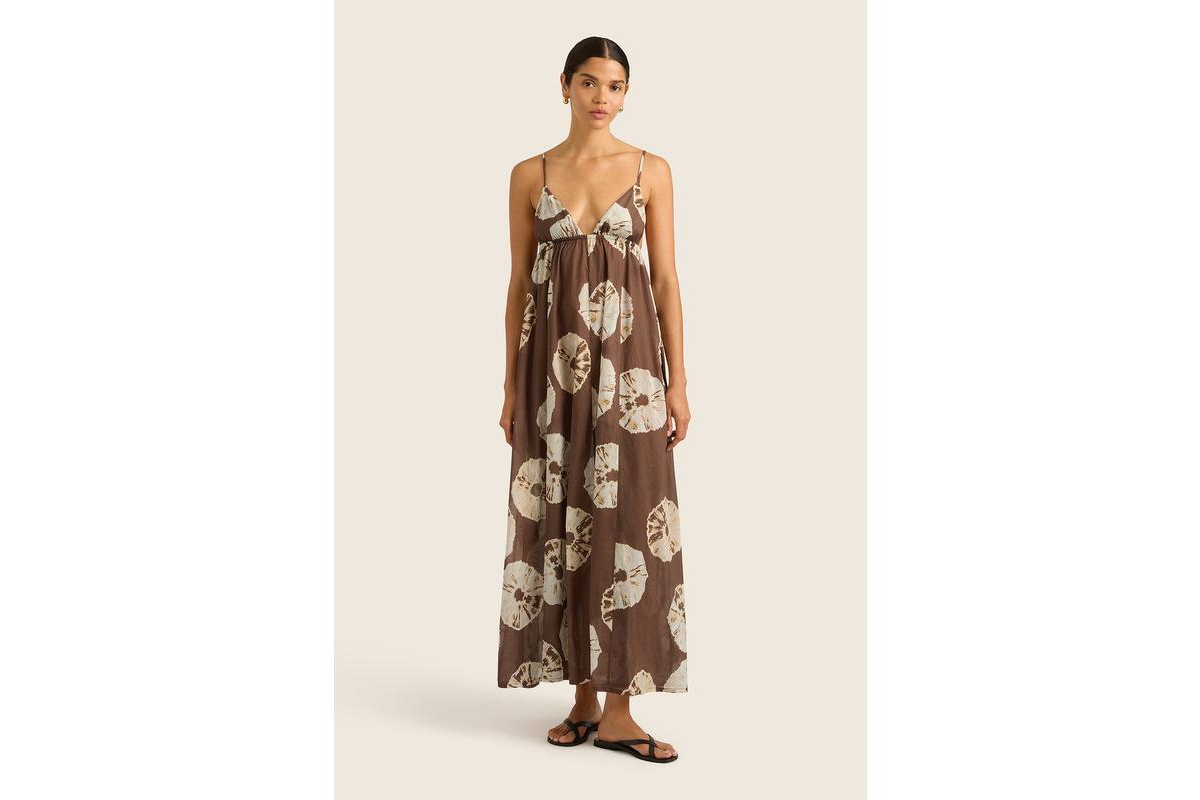 Women's Palma Plunge V Neck Cotton Maxi Dress - Tie dye