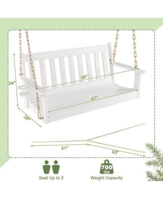 54 Inch HDPE Patio Porch Swing with Cup Holder