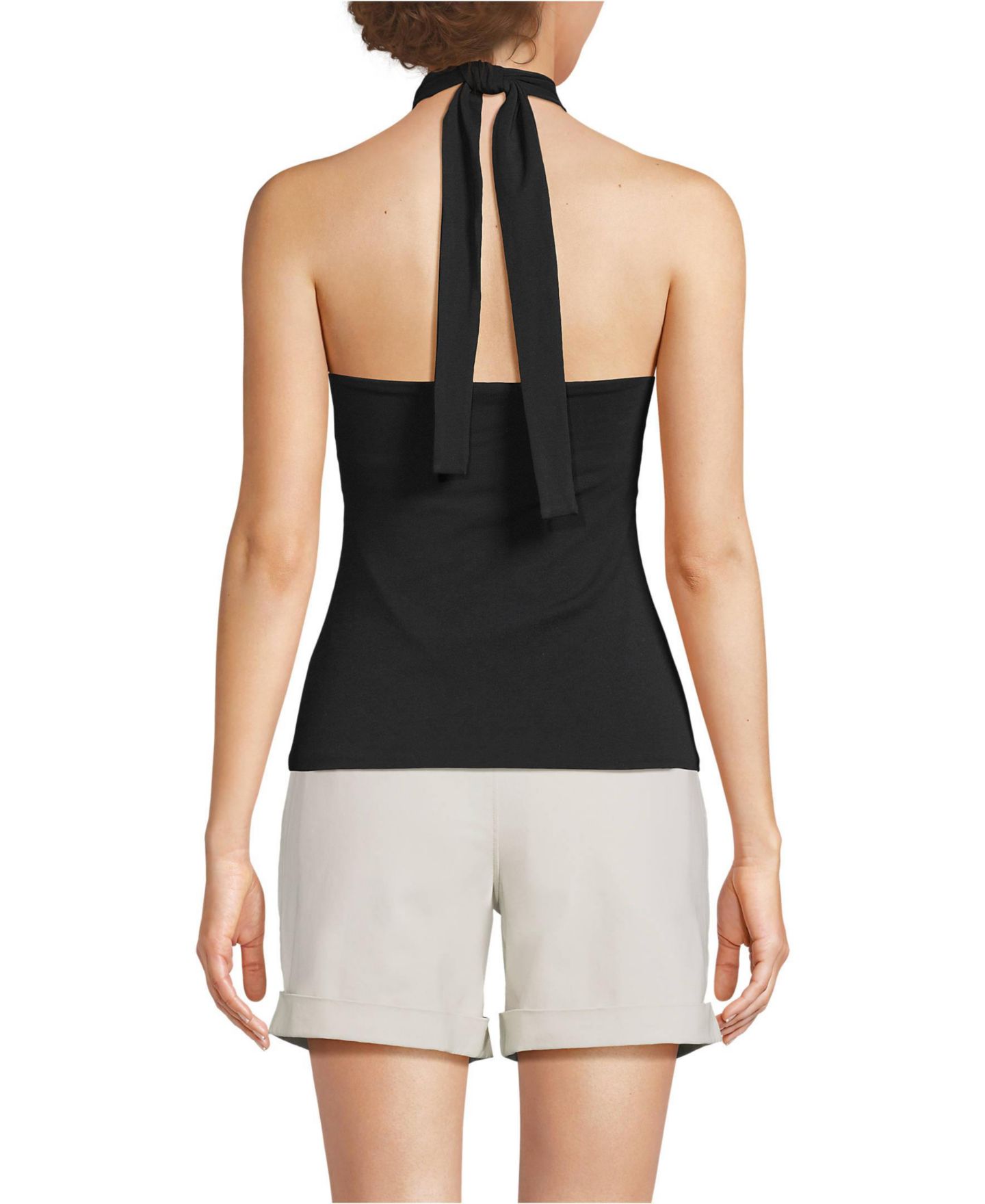 Женский топ Lands' End Slender Twist Front Halter, цвет: Чёрный — фото 2