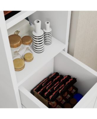 Tall Slim 71" Freestanding Bathroom Cabinet with Drawer, 2 Doors & Adjustable Shelves in White