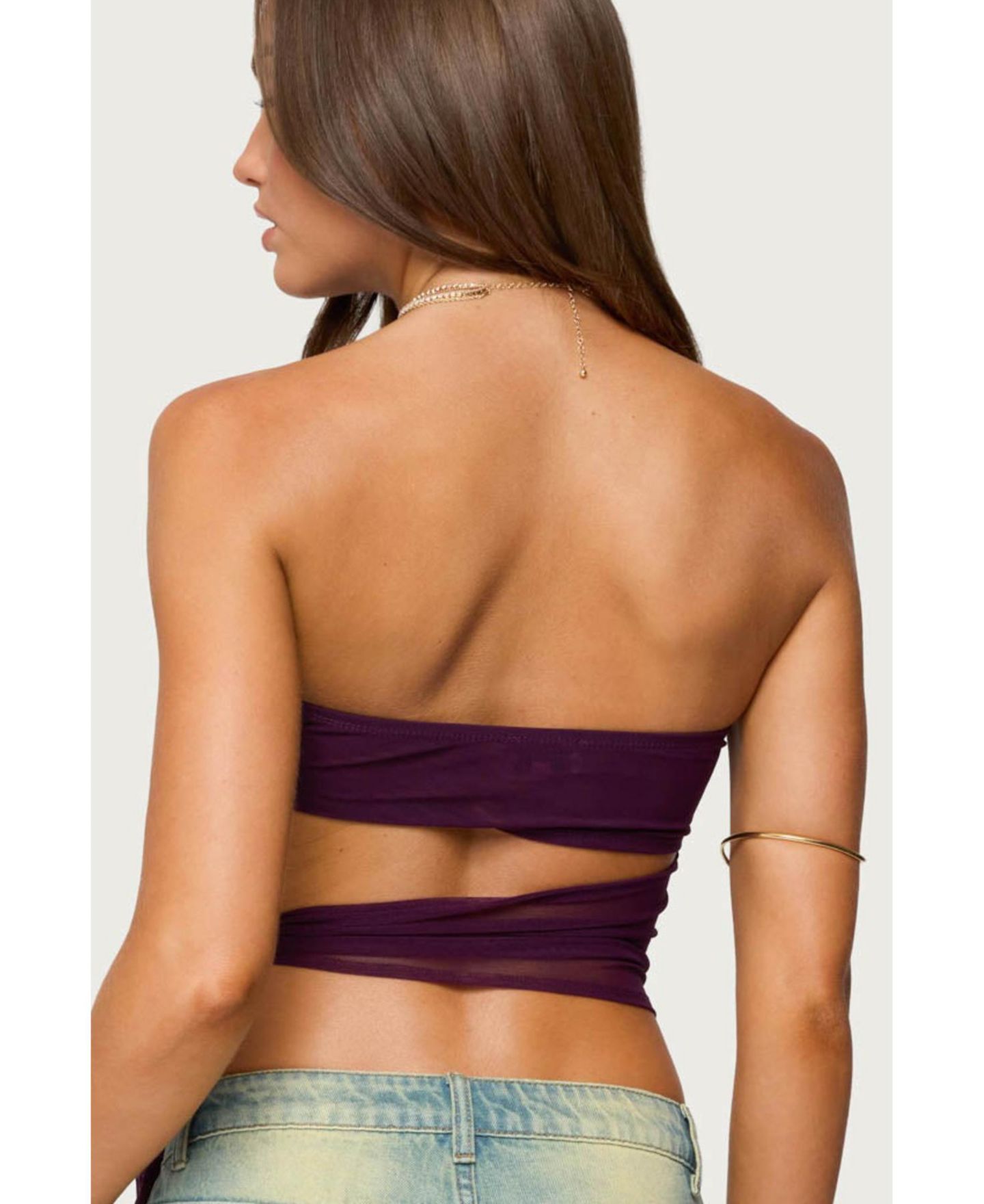 Женский топ Edikted Amaro Strapless Side Tie Cut Out, цвет: Фиолетовый — фото 2