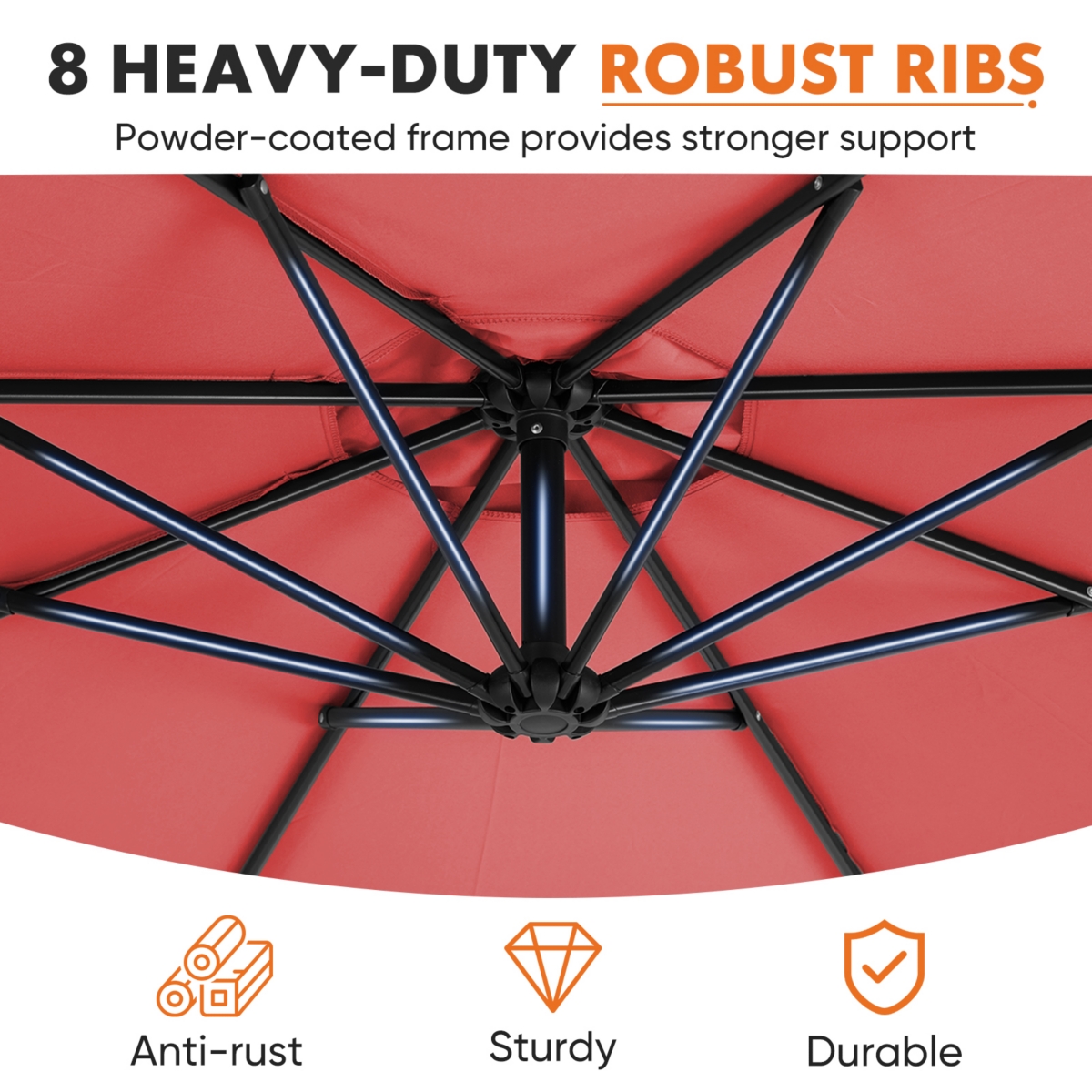 Flynama 9.8FT Offset Patio Umbrella Hanging Cantilever Umbrella Outdoor Sun Shade with Easy Tilt