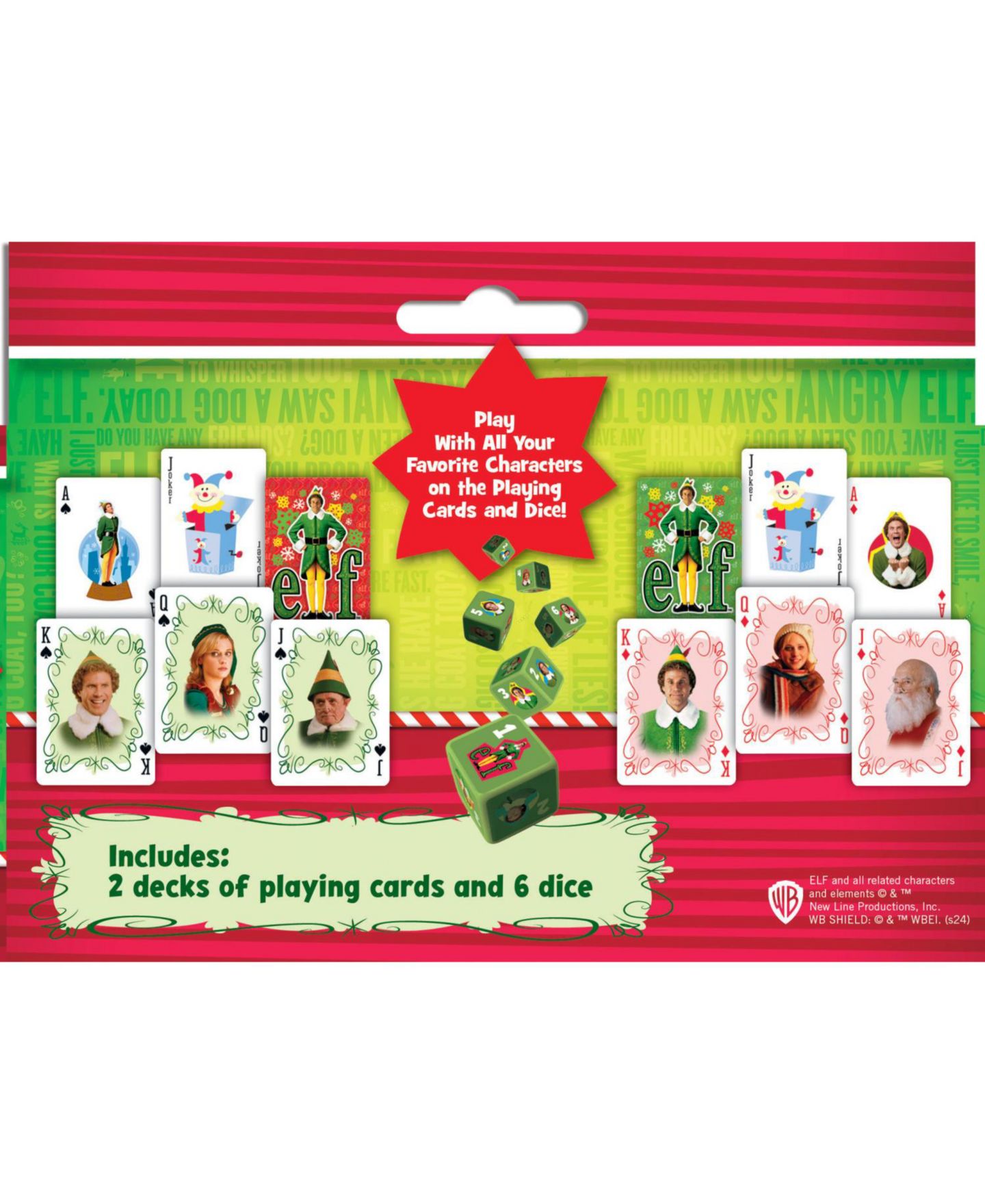 Детские игрушки MasterPieces Puzzles Elf 2-Pack Playing Cards & Dice Set, Ages 6+ — фото 3