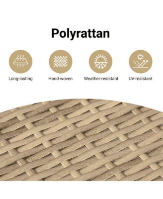 Patio Sofa with Cushions 2-Seater Beige Poly Rattan