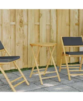 Garden Table Natural Bamboo Medium Foldable Garden Table Round