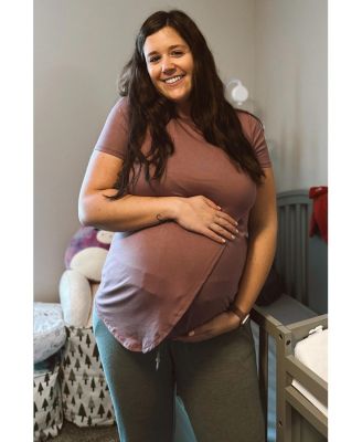 Mauve Layered Wrap Front Maternity Nursing Top