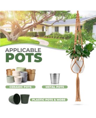 Macrame Plant Hanger - for Indoor & Outdoor Hanging - Cotton Rope, for Home, Patio, Garden