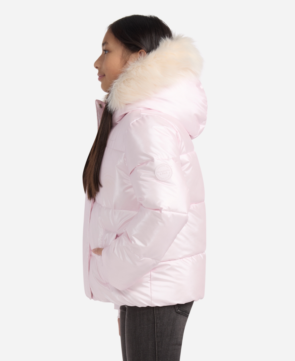 Abercrombie Girls Shiny Ultra Puffer Jacket In Pink