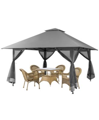 Outdoor Patio 13' x13' Pop Up Canopy Tent UV50+ Adjust Sun Protection w/ Mesh Sidewall