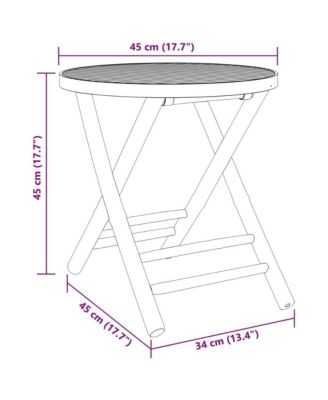 Garden Table Natural Bamboo Bamboo 17.7 in Diameter Foldable