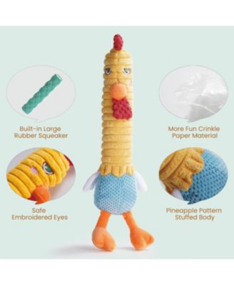 2 in 1 Chicken Lives Twice Dog Toy, Cute Stuffed Toys with Large Durable Rubber Squeaky Core