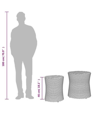 Garden Side Table Grey and brown PE rattan Large and Small