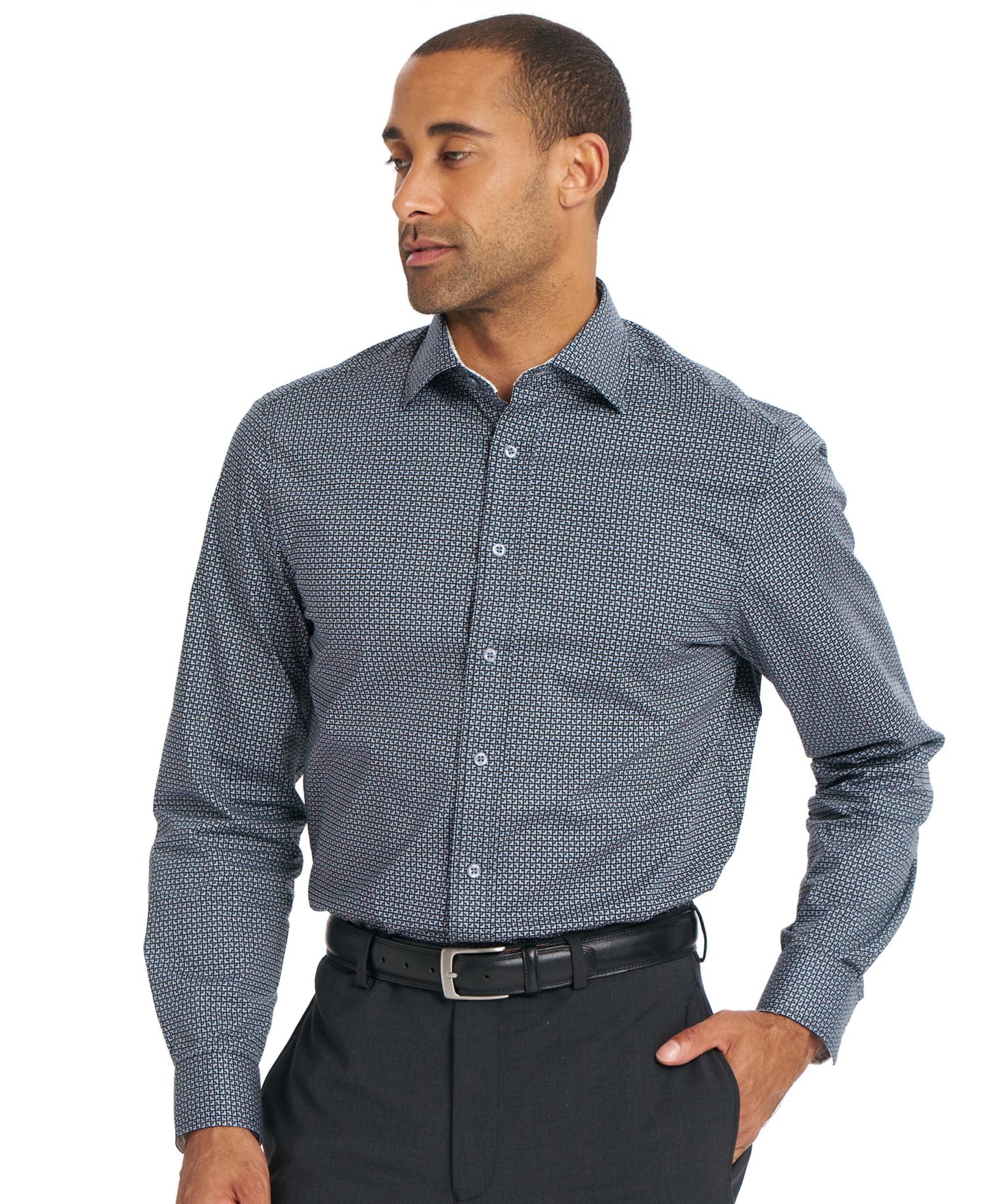 Мужская рубашка Nick Graham Corner Square Dress Shirt, цвет: Чёрный — фото 3