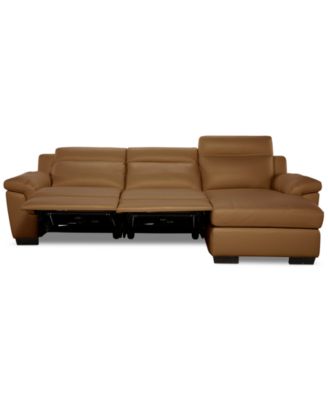 Julius II 3-Pc. Leather Chaise Sectional with 2 Power Recliners
